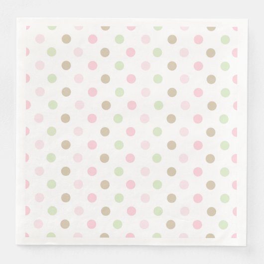 SERVIETTE EN PAPIER ROSE BROWN VERT POIS (Devant)