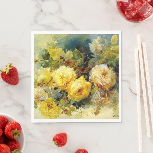 Serviette En Papier Rose, célèbre peinture, Papier Napkin (En situation)