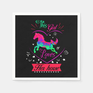Serviette En Papier Rose Cette Fille Aime Son Cheval