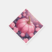 Serviette En Papier Rose Citrouille rose Floral Halloween Thanksgiving (Coin)