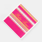 Serviette En Papier Rose clair avec jaune (Coin)