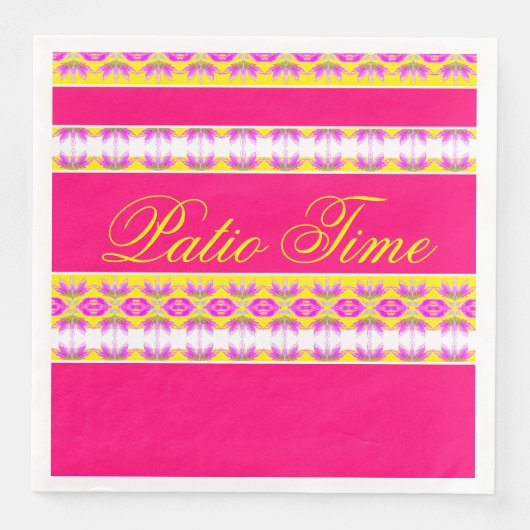 Serviette En Papier Rose clair avec jaune (Devant)