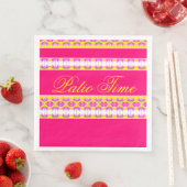 Serviette En Papier Rose clair avec jaune (En situation)