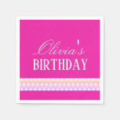 Serviette En Papier Rose Clair et Poka Dots (Devant)