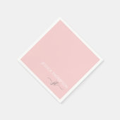 Serviette En Papier Rose clair moderne Simple Script Monogramme Nom (Coin)