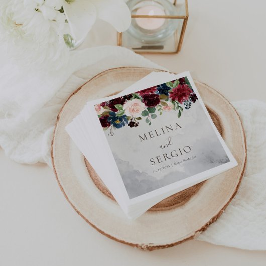 Serviette En Papier Rose classique Fleurs de pivoine Mariage serviette