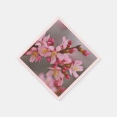 Serviette En Papier Rose Contre Ciel Gris Cerise Fleurs Napkin (Coin)