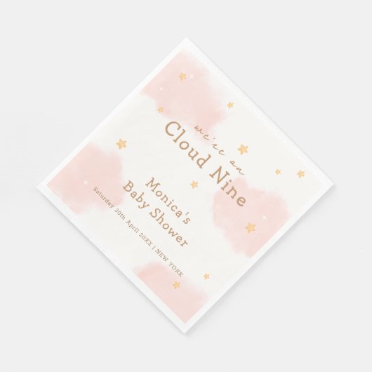 Serviette En Papier Rose Cute Nuage Neuf Fille Douche bébé (Coin)