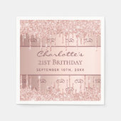 Serviette En Papier Rose d'anniversaire parties scintillant or script  (Devant)