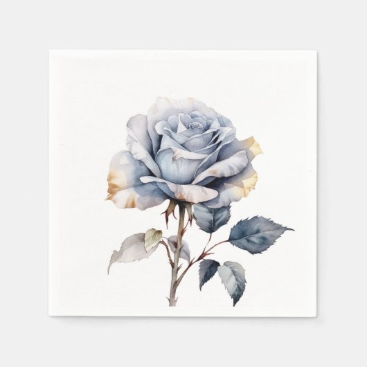 Serviette En Papier Rose d'aquarelle bleu foncé (Devant)