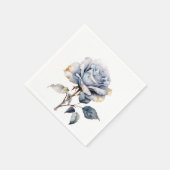 Serviette En Papier Rose d'aquarelle bleu foncé (Coin)