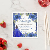 Serviette En Papier Rose d'argent bleu Quinceanera Anniversaire (En situation)