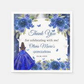 Serviette En Papier Rose d'argent bleu Quinceanera Anniversaire (Devant)