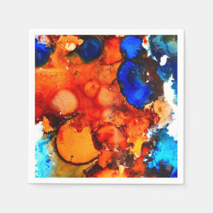 Serviette En Papier Rose d'art abstrait orange rouille