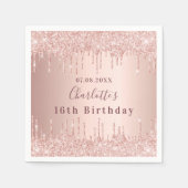 Serviette En Papier rose de 16e anniversaire parties scintillant d'or  (Devant)
