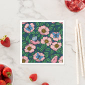 Serviette En Papier Rose de chien et papillons (En situation)