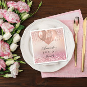 Serviette En Papier Rose de douche nuptiale nom de la parties scintill