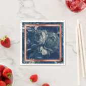 Serviette En Papier Rose de la marine Bouquet Mariage Table (En situation)