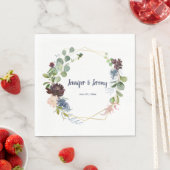 Serviette En Papier Rose de la marine Bourgogne or Mariage de couronne (En situation)