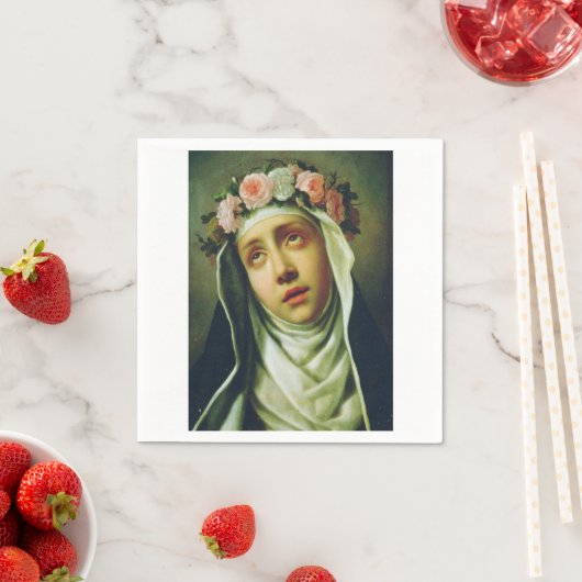 Serviette En Papier Rose de Lima par Francesco de Mura (En situation)