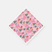 Serviette En Papier Rose de Noël mignon (Coin)