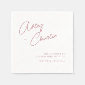 Serviette En Papier Rose de police moderne Merci or Mariage (Devant)