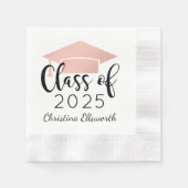 Serviette En Papier Rose de script moderne Gold 2025 Graduation person (Devant)
