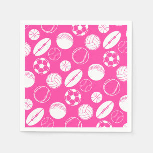 Serviette En Papier Rose de sport de boule de filles du football
