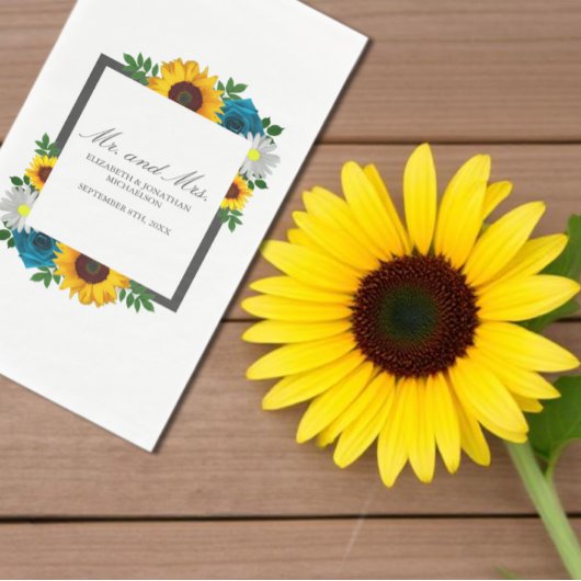 Serviette En Papier Rose de tournesol Daisy Floral Mariage