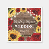 Serviette En Papier Rose de tournesol rustique Arrière - plan Mariage (Devant)