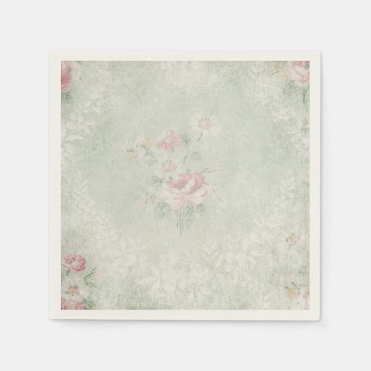 Serviette En Papier Rose défraîchi Shabby Vintage Design (Devant)