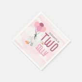 Serviette En Papier Rose Deux oies sottes 2e fête d'anniversaire (Coin)
