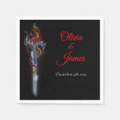Serviette En Papier Rose d'Imaginaire Red Dragon Sword Mariage (Devant)