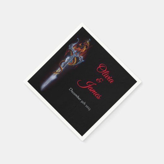 Serviette En Papier Rose d'Imaginaire Red Dragon Sword Mariage (Coin)