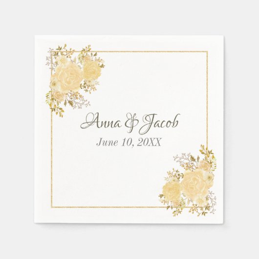 Serviette En Papier Rose d'or Monogram Mariage Napkin (Devant)