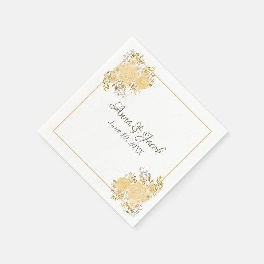 Serviette En Papier Rose d'or Monogram Mariage Napkin (Coin)
