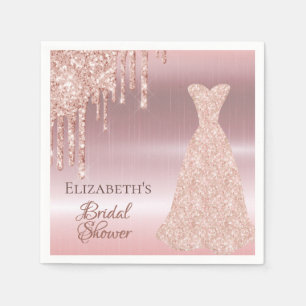 Serviette En Papier Rose douche nuptiale or parties scintillant blush 