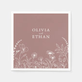 Serviette En Papier Rose Dusty, Boho, Mariage Fleur sauvage serviettes (Devant)