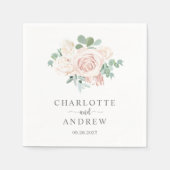Serviette En Papier Rose Dusty Eucalyptus Mariage vert (Devant)