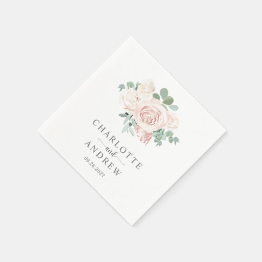 Serviette En Papier Rose Dusty Eucalyptus Mariage vert (Coin)