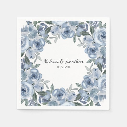 Serviette En Papier Rose Dusty Fleurs Boho Romantique Mariage (Devant)