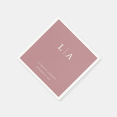Serviette En Papier Rose Dusty Monogram Élégant Mariage simple serviet (Coin)
