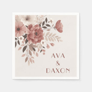 Serviette En Papier Rose Dusty romantique et Mariage Floral Blush