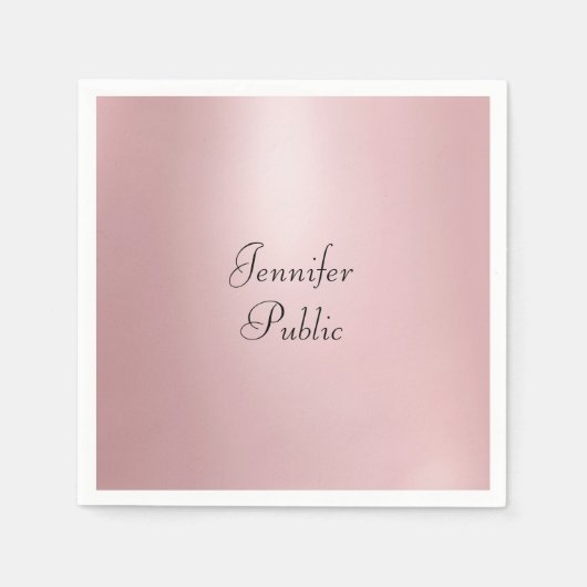 Serviette En Papier Rose élégant moderne tendance Gold manuscrit (Devant)
