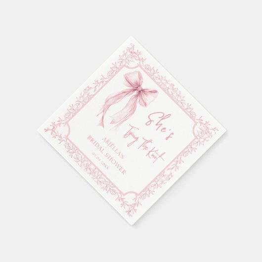 Serviette En Papier Rose Elle Noue Le Nœud Réception De Mariage (Coin)