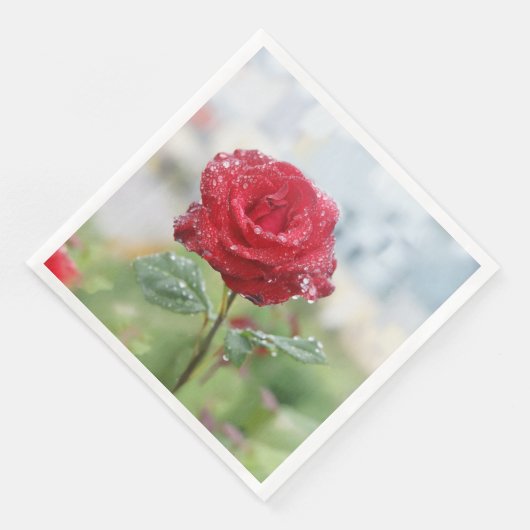 Serviette En Papier Rose en gouttes de pluie (Coin)