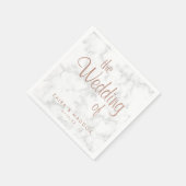 Serviette En Papier Rose en marbre Gold Script Mariage moderne (Coin)