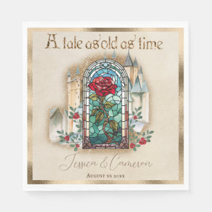 Serviette En Papier Rose en vitrail Beauty and the Beast Château