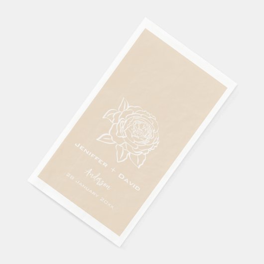 Serviette En Papier Rose Esquisse Mariage/Fête des mariées personnalis (Coin)