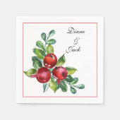 Serviette En Papier Rose et Berry Mariage de tiges d'aquarelle (Devant)